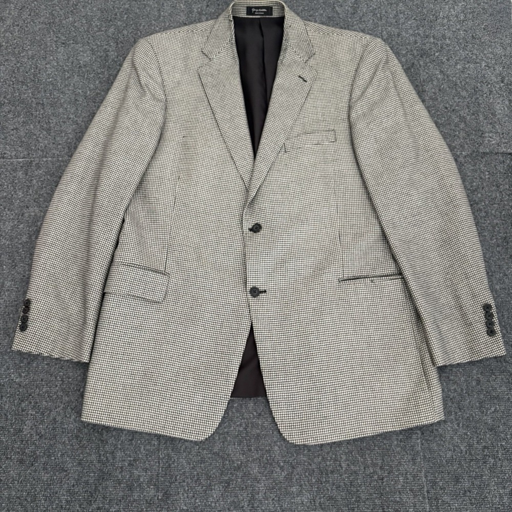 John W Nordstrom Loro Piana Cashmere Houndstooth Gray Blazer 48L Cocktail Attire